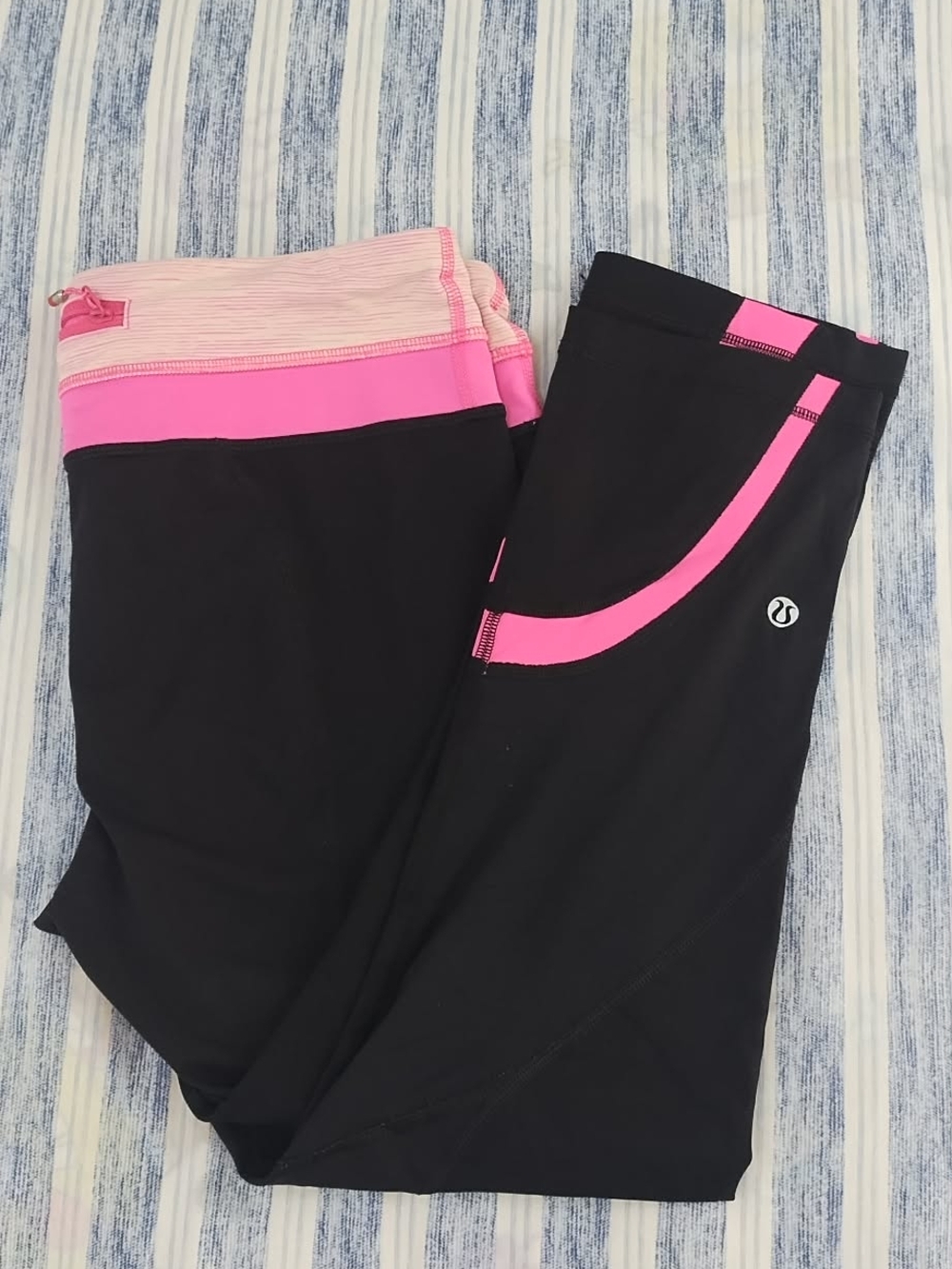 Lululemon Black Leggings with Pink Accents